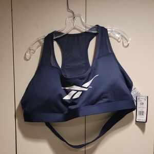 Reebok Blue Sports Compression Bra Racerback Design